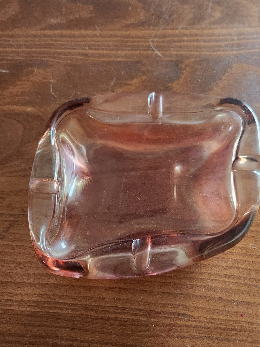 Antique Vintage Iridescent Pink/peach Federal Glass Ashtray.
